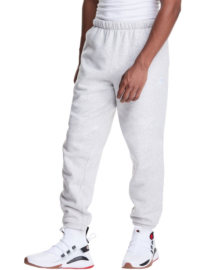 Champion Mens Pants NZ - Classic Fleece Embroidered Logo Grey ( 2675-ZGQFK )